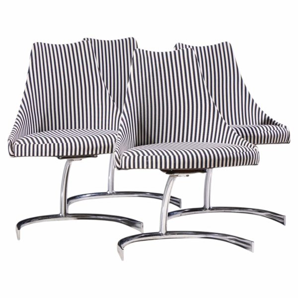 preben fabricius & jørgen kastholm style mid century chrome cantilever dining chairs - set of 4