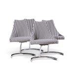 preben fabricius & jørgen kastholm style mid century chrome cantilever dining chairs - set of 4