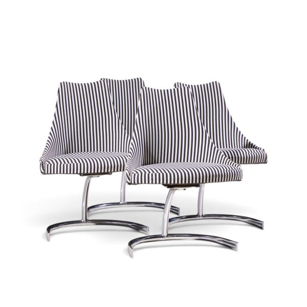 preben fabricius & jørgen kastholm style mid century chrome cantilever dining chairs - set of 4
