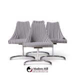 preben fabricius & jørgen kastholm style mid century chrome cantilever dining chairs - set of 4