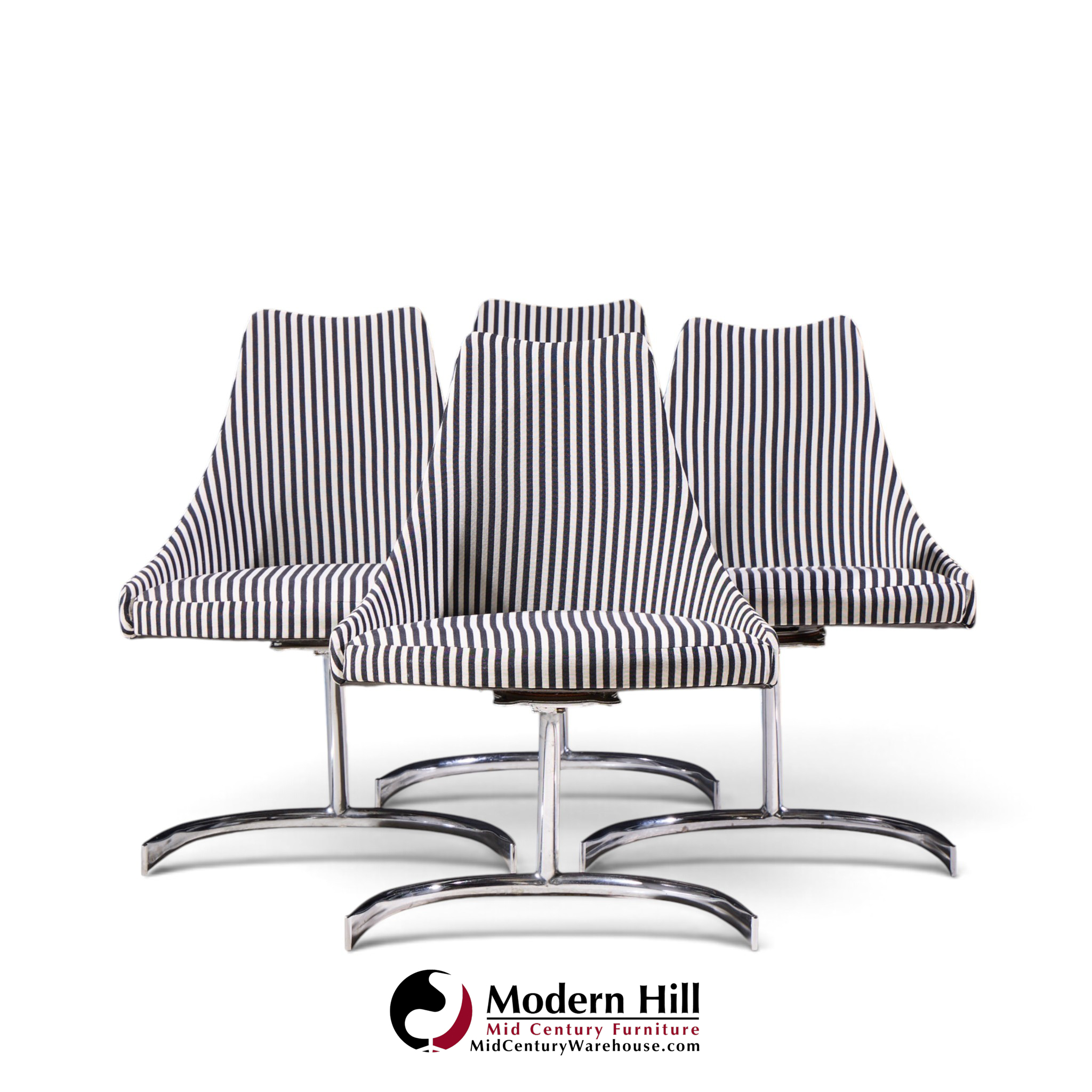 preben fabricius & jørgen kastholm style mid century chrome cantilever dining chairs - set of 4