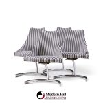 preben fabricius & jørgen kastholm style mid century chrome cantilever dining chairs - set of 4