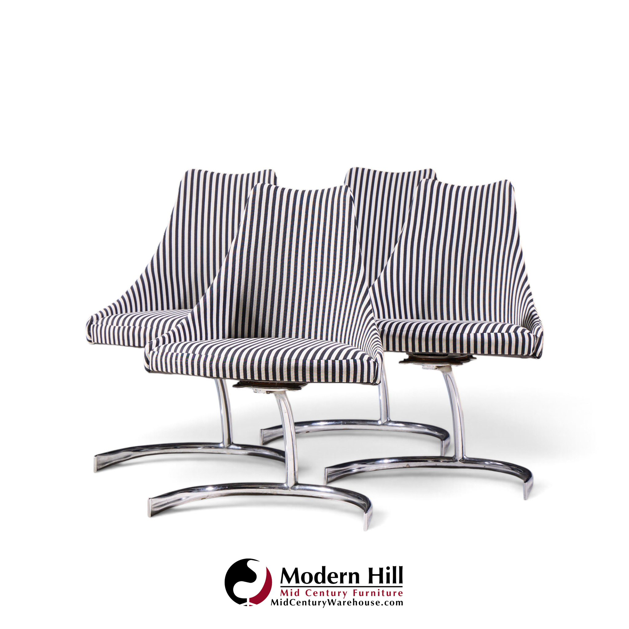 preben fabricius & jørgen kastholm style mid century chrome cantilever dining chairs - set of 4