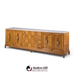 renzo rutili for johnson furniture mid century walnut, brass and marble credenza