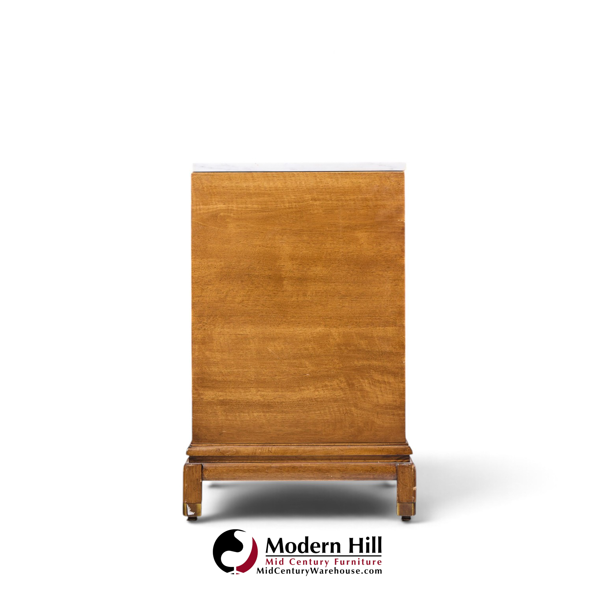 renzo rutili for johnson furniture mid century walnut, brass and marble credenza