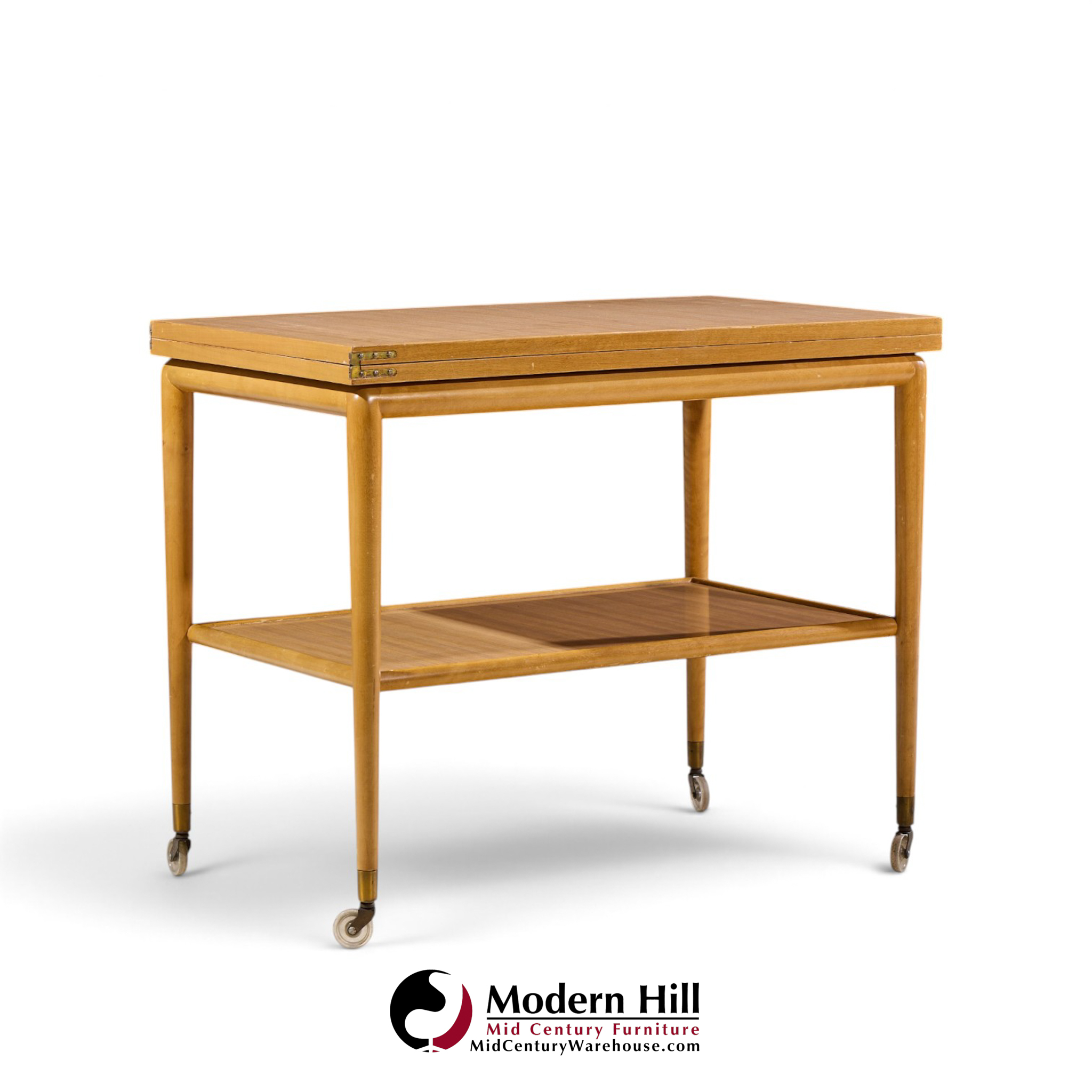 robsjohn gibbings for widdicomb mid century expandable flip top bar cart