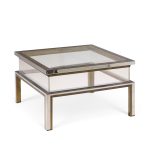 romeo rega mid century chrome, brass and glass coffee table