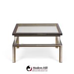 romeo rega mid century chrome, brass and glass coffee table