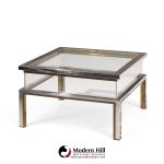 romeo rega mid century chrome, brass and glass coffee table