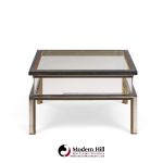 romeo rega mid century chrome, brass and glass coffee table