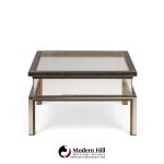 romeo rega mid century chrome, brass and glass coffee table