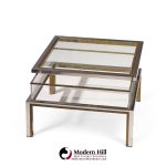 romeo rega mid century chrome, brass and glass coffee table