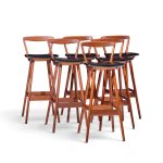 rosengren hansen for brande møbelfabrik mid century teak barstools - set of 4