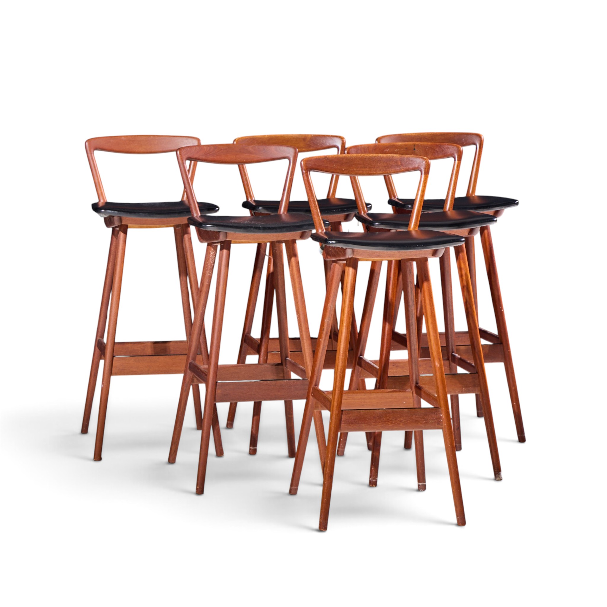 rosengren hansen for brande møbelfabrik mid century teak barstools - set of 4