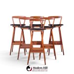 rosengren hansen for brande møbelfabrik mid century teak barstools - set of 4
