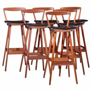 rosengren hansen for brande møbelfabrik mid century teak barstools - set of 4
