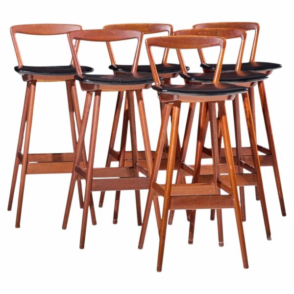 rosengren hansen for brande møbelfabrik mid century teak barstools - set of 4