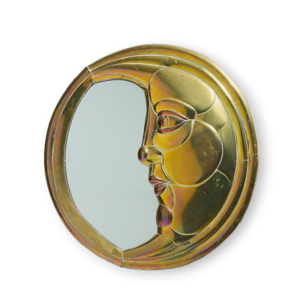 sergio bustamante mid century brass moon mirror