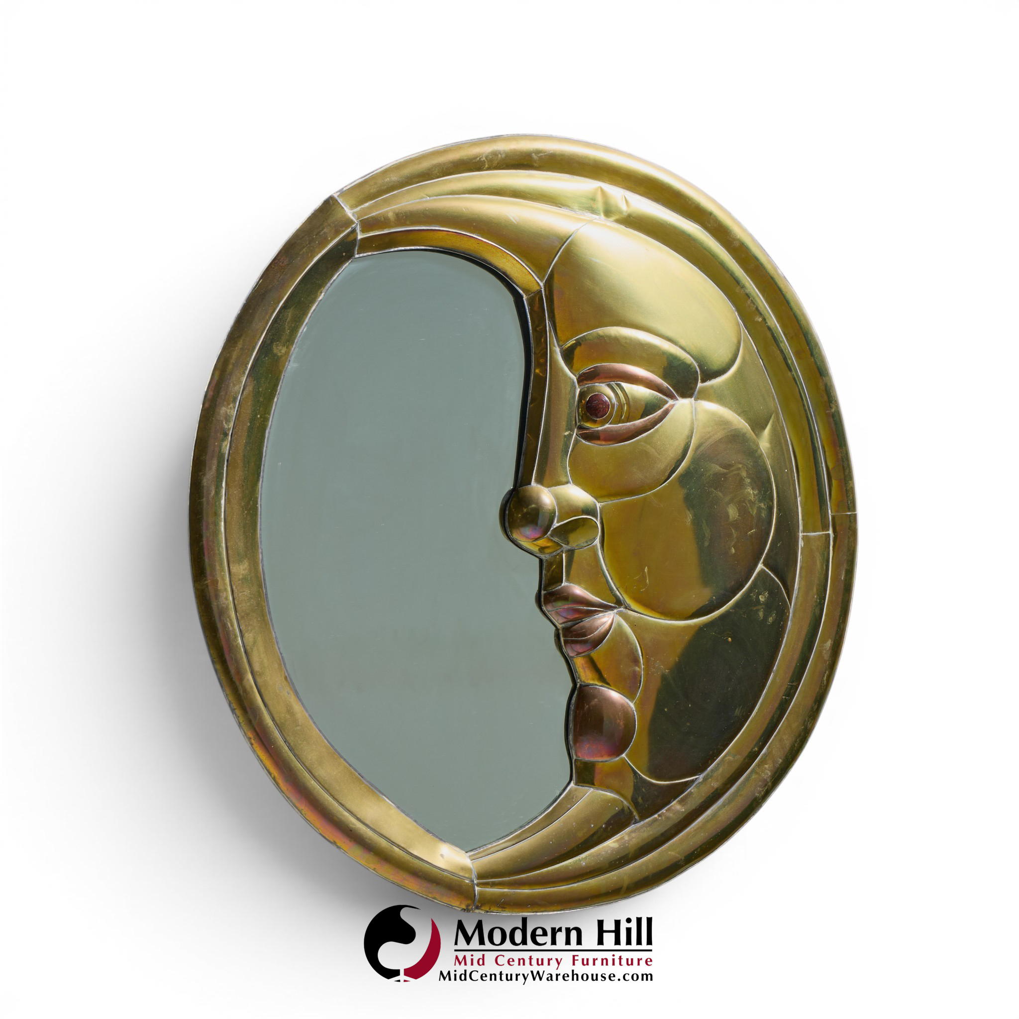 sergio bustamante mid century brass moon mirror