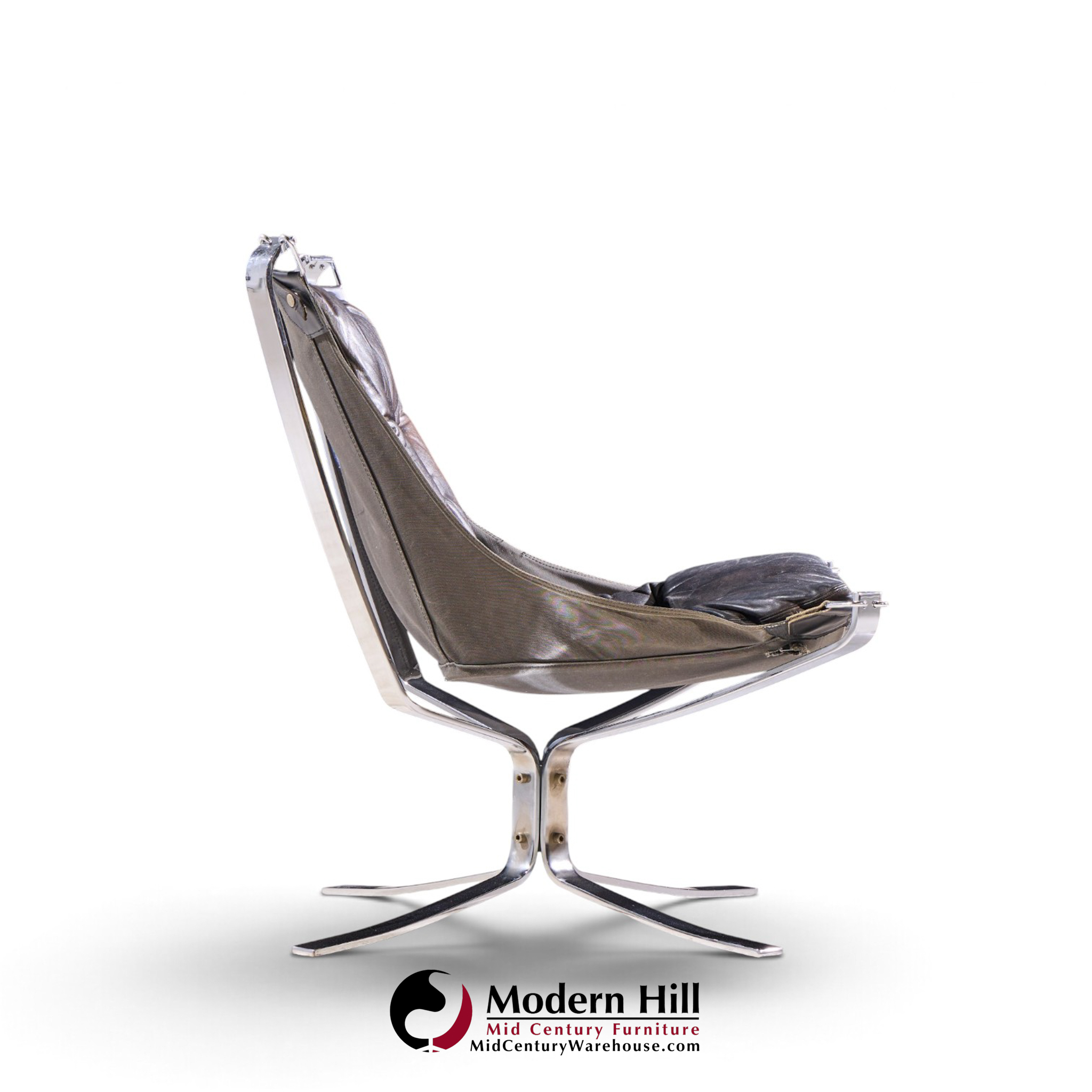 sigurd ressell for vatne møbler mid century chrome falcon lounge chairs - pair