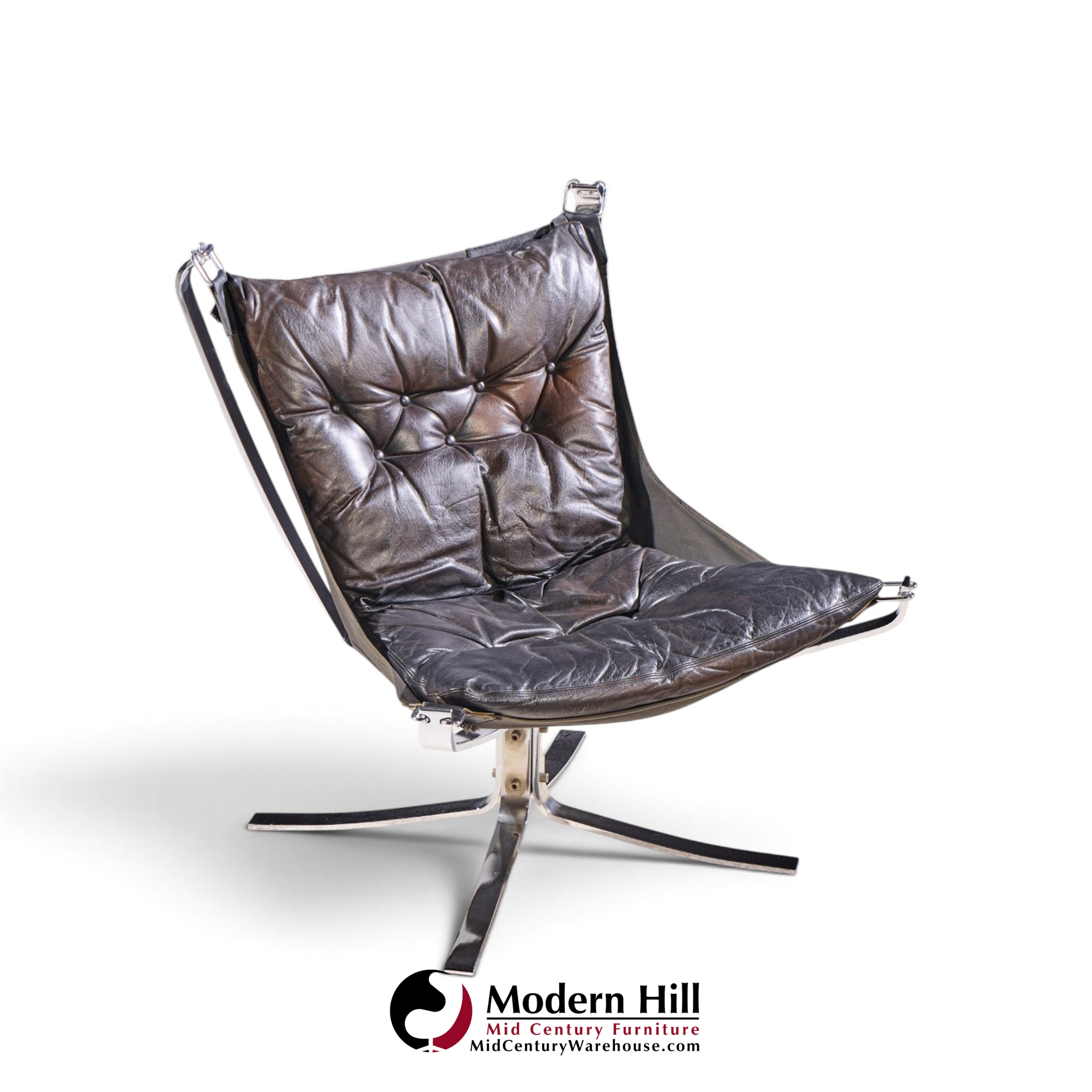 sigurd ressell for vatne møbler mid century chrome falcon lounge chairs - pair