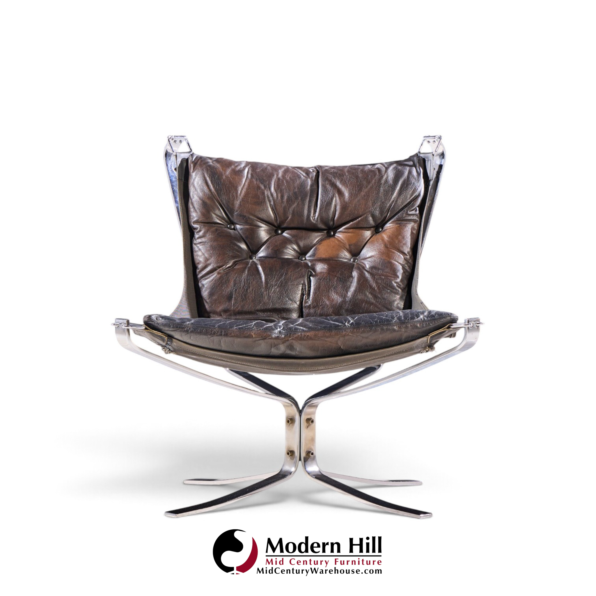 sigurd ressell for vatne møbler mid century chrome falcon lounge chairs - pair