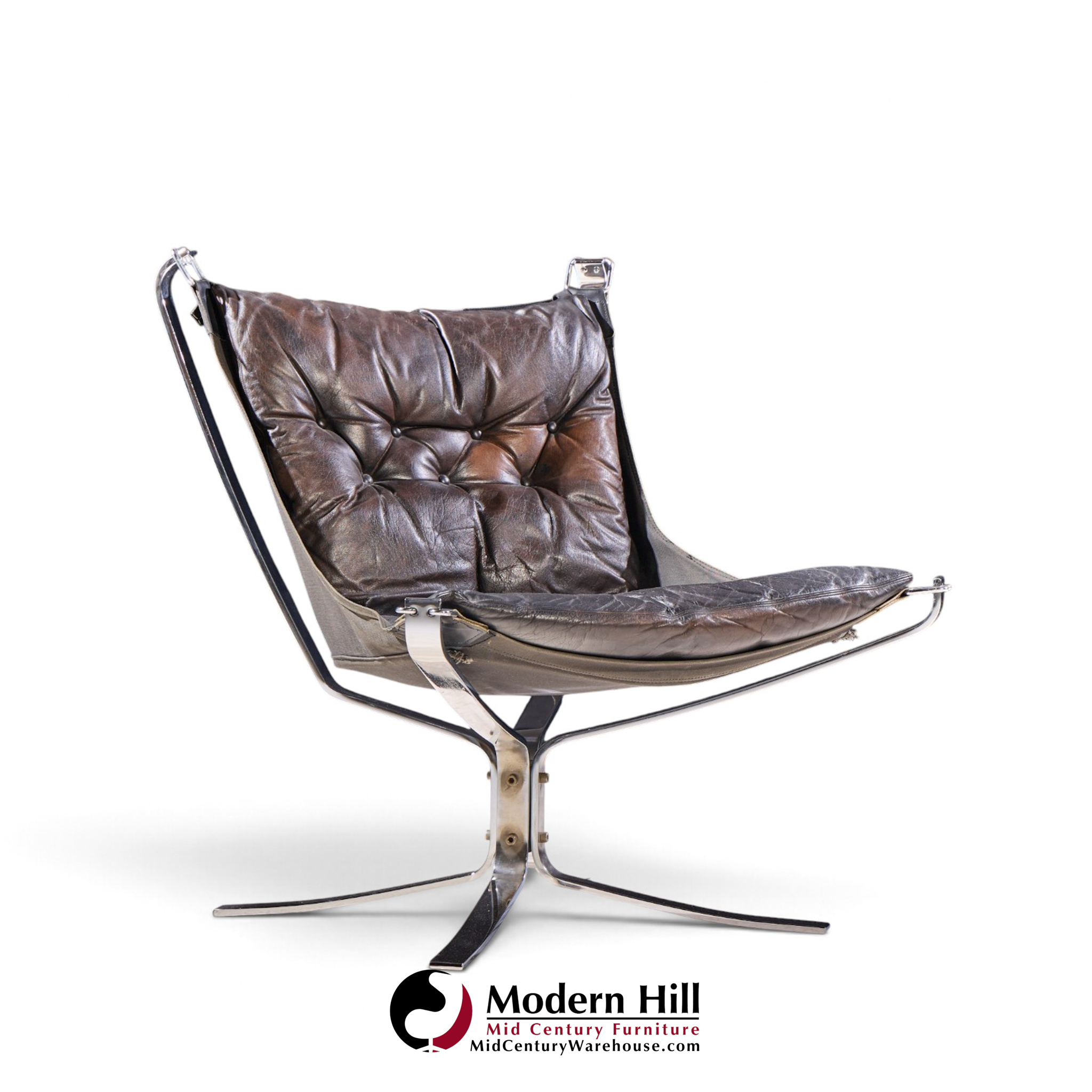 sigurd ressell for vatne møbler mid century chrome falcon lounge chairs - pair