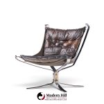 sigurd ressell for vatne møbler mid century chrome falcon lounge chairs - pair