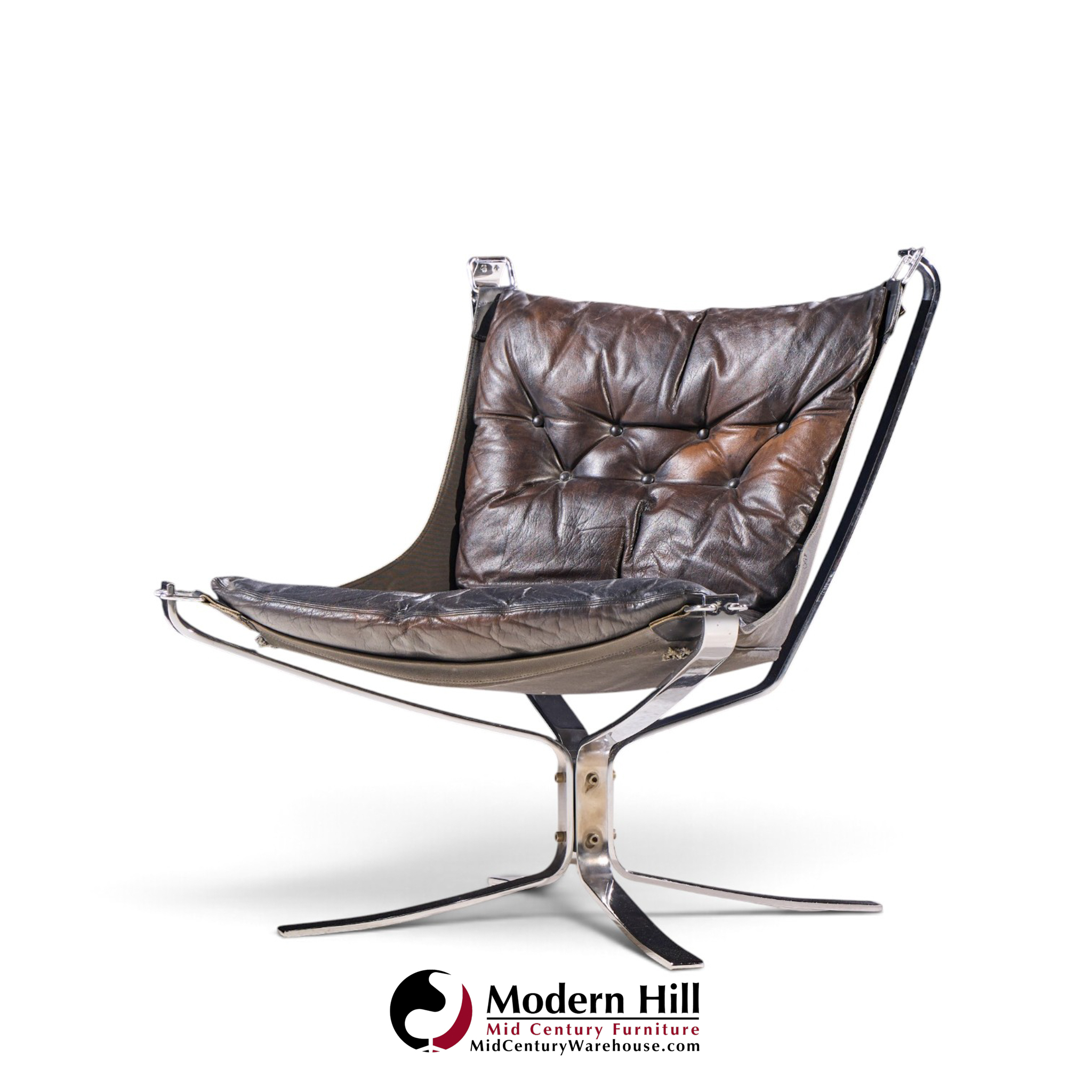 sigurd ressell for vatne møbler mid century chrome falcon lounge chairs - pair