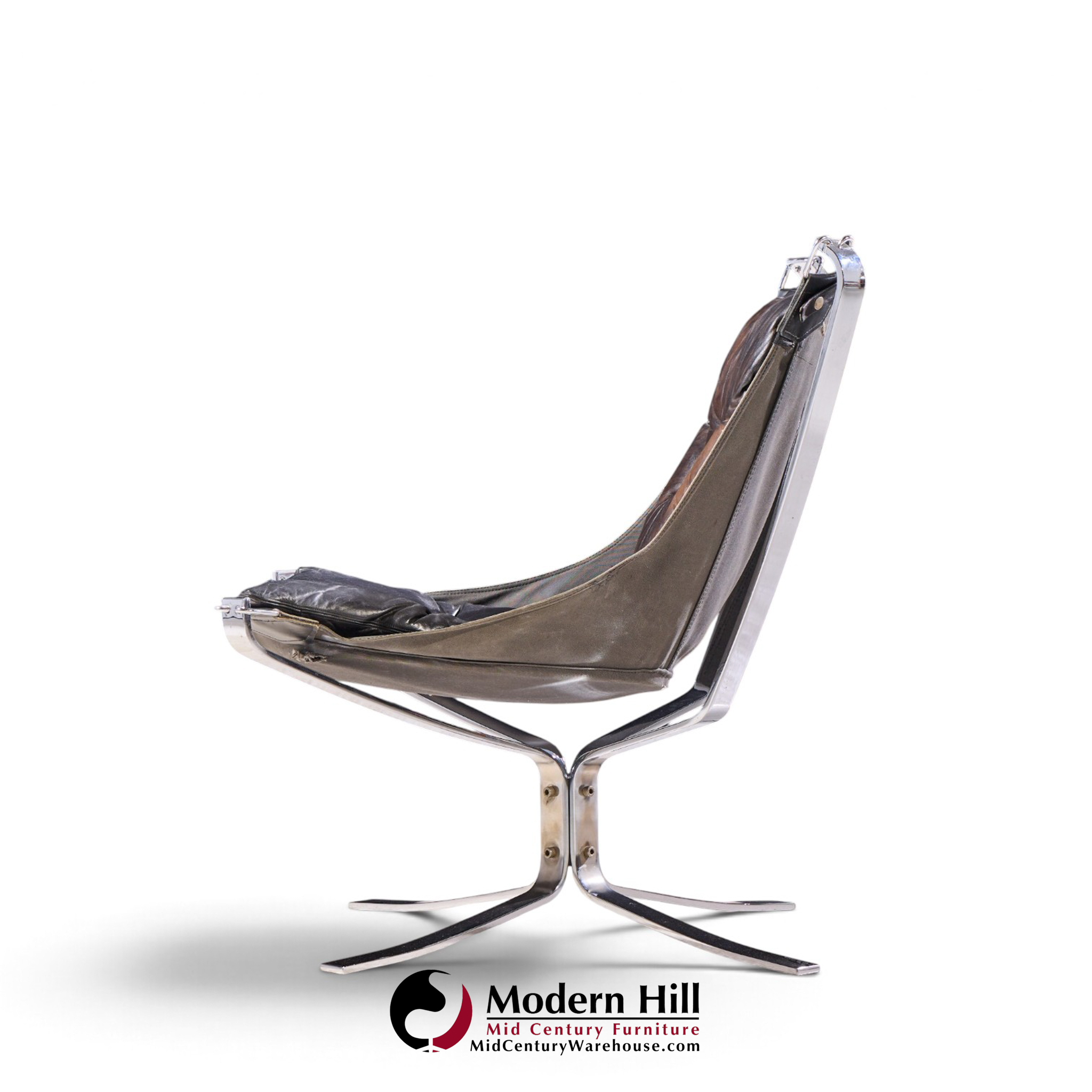 sigurd ressell for vatne møbler mid century chrome falcon lounge chairs - pair