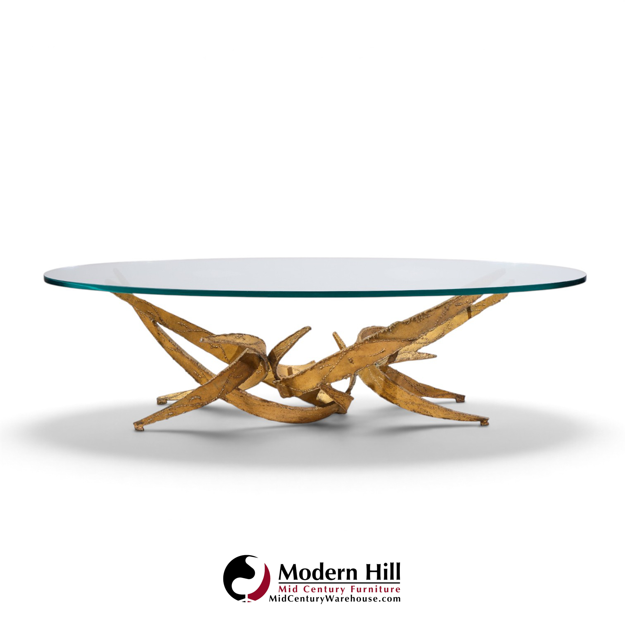 silas seandel brutalist mid century glass and gilt bronze coffee table