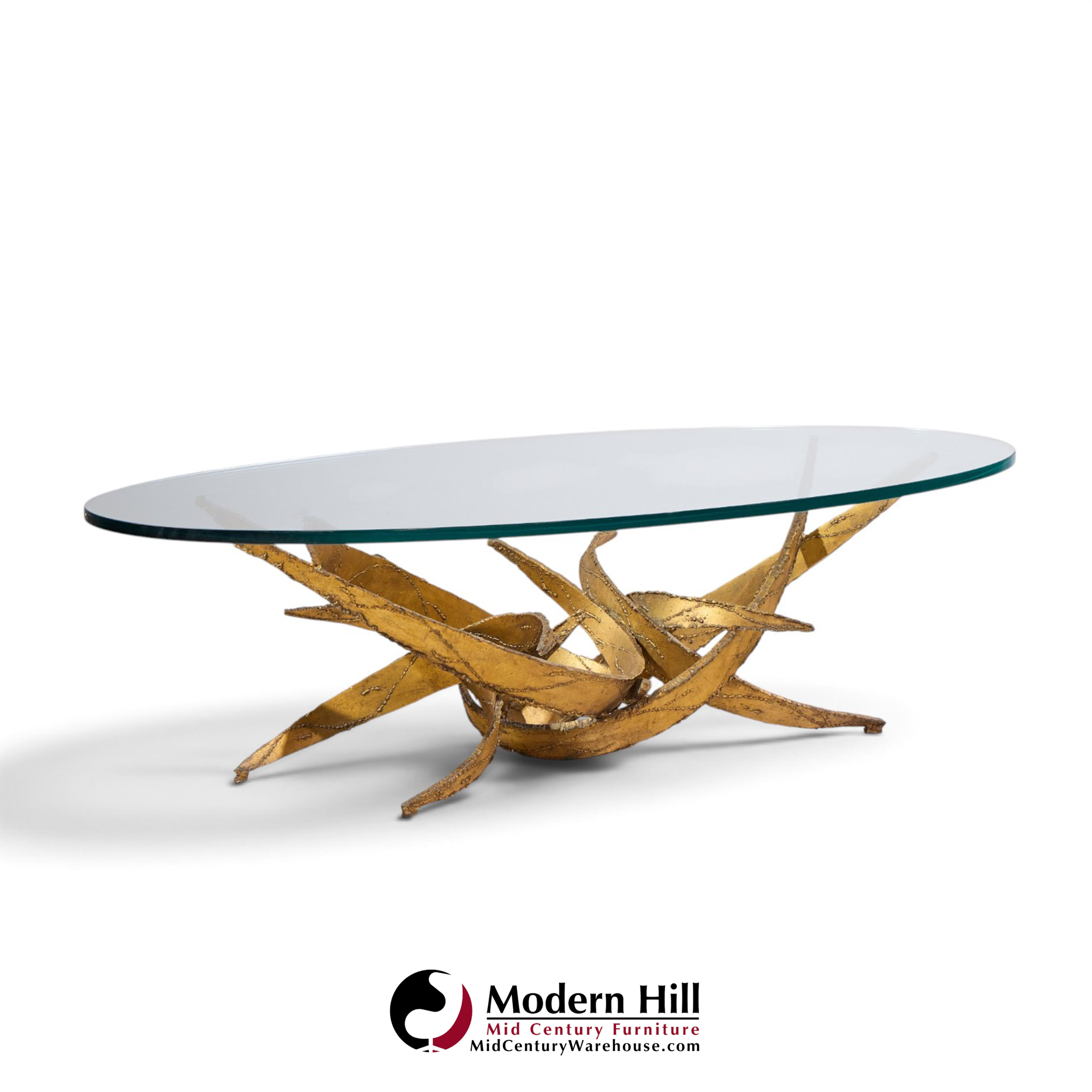 silas seandel brutalist mid century glass and gilt bronze coffee table