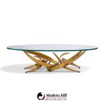 silas seandel brutalist mid century glass and gilt bronze coffee table