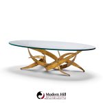 silas seandel brutalist mid century glass and gilt bronze coffee table