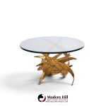 silas seandel brutalist mid century glass and gilt bronze coffee table