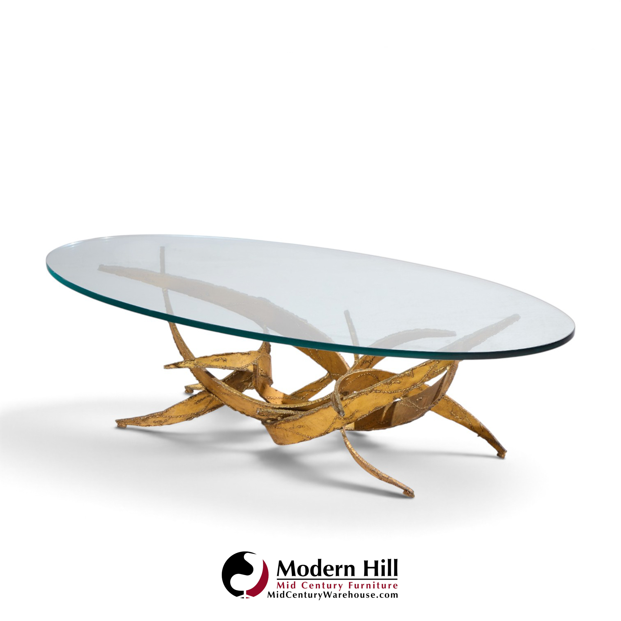 silas seandel brutalist mid century glass and gilt bronze coffee table