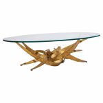 silas seandel brutalist mid century glass and gilt bronze coffee table