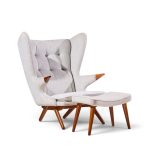 svend skipper model 91 mid century papa bear wingback lounge chair with ottoman