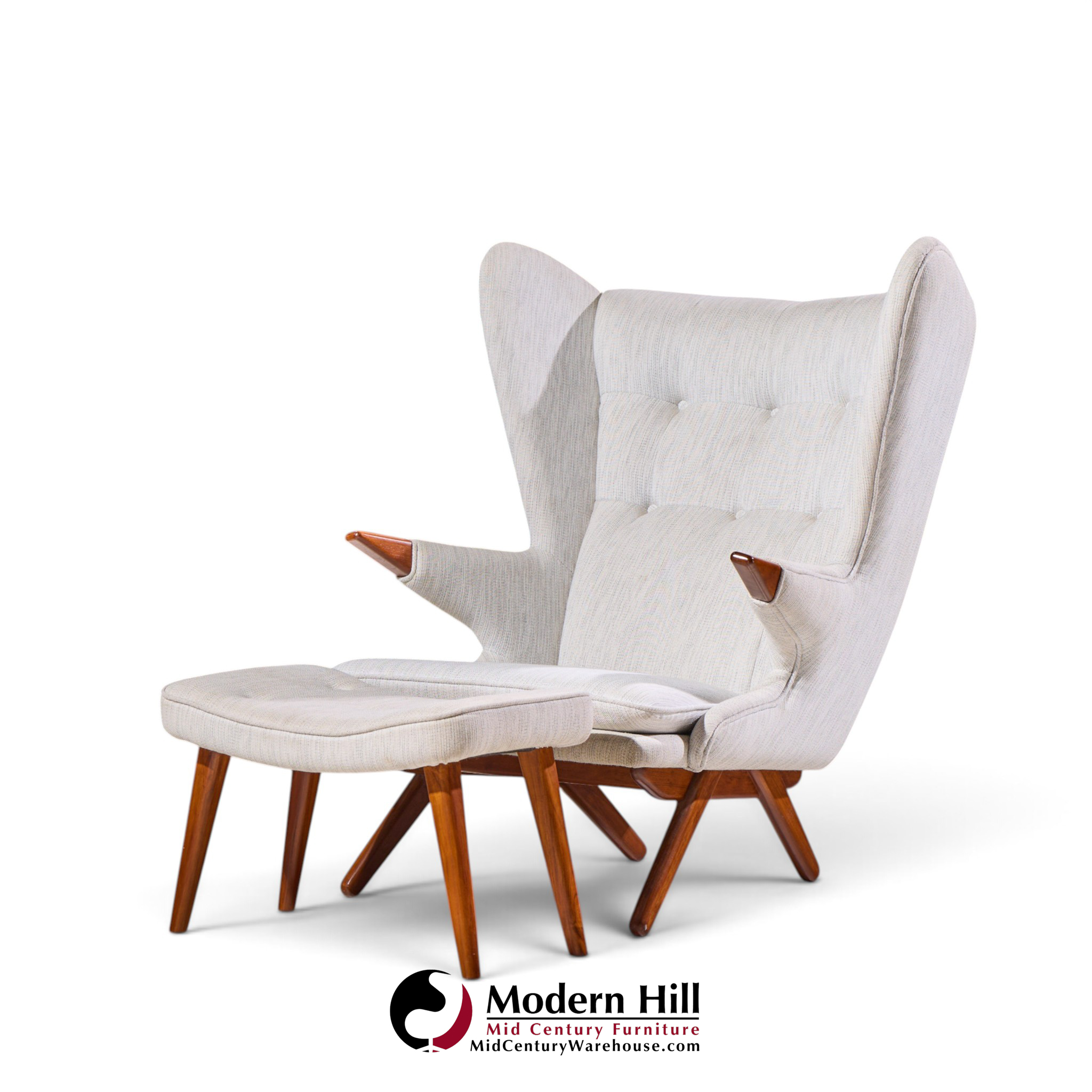 svend skipper model 91 mid century papa bear wingback lounge chair with ottoman