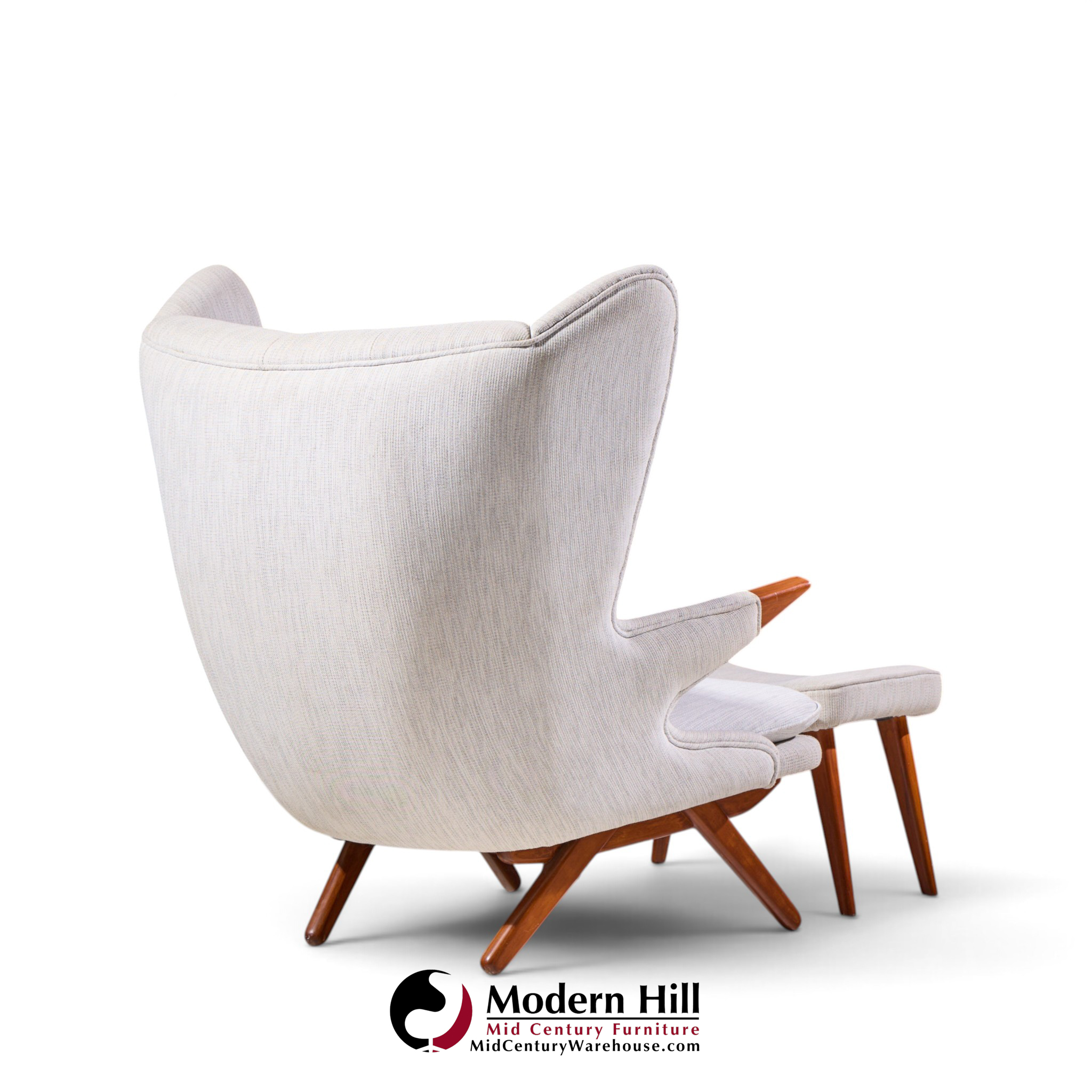 svend skipper model 91 mid century papa bear wingback lounge chair with ottoman