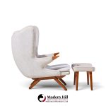 svend skipper model 91 mid century papa bear wingback lounge chair with ottoman