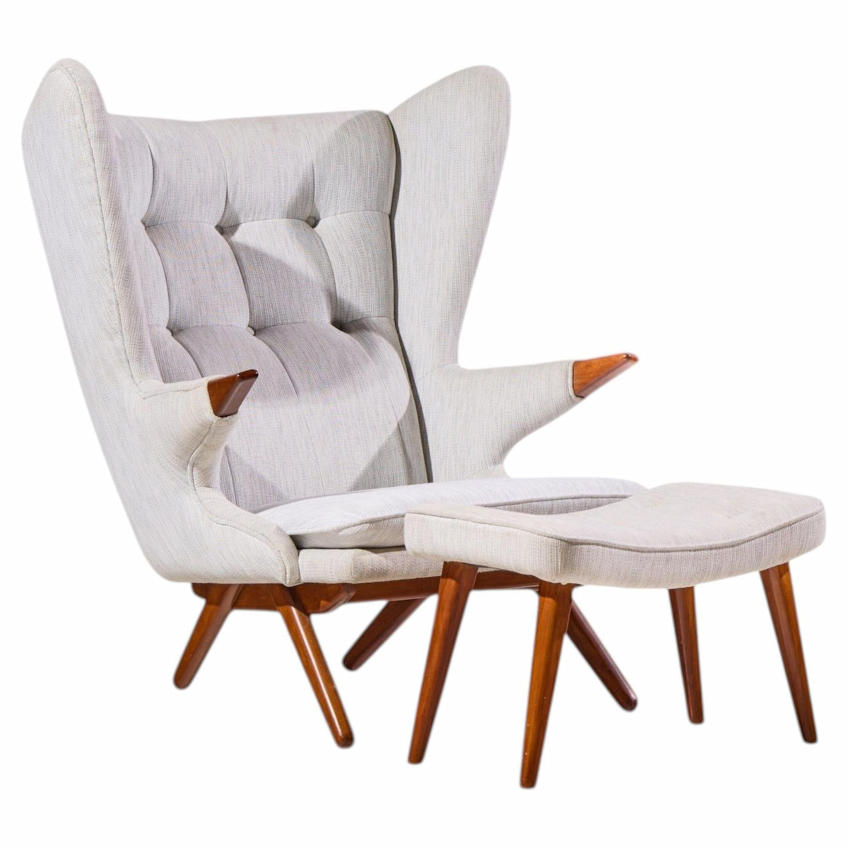 svend skipper model 91 mid century papa bear wingback lounge chair with ottoman