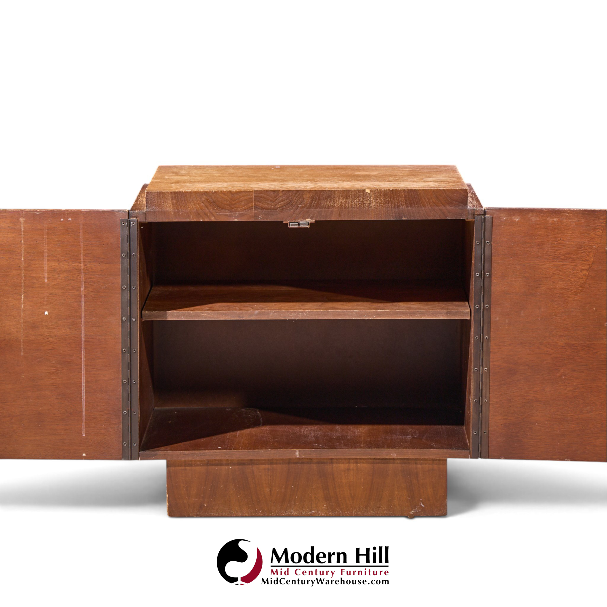 tobago brutalist mid century walnut nightstand