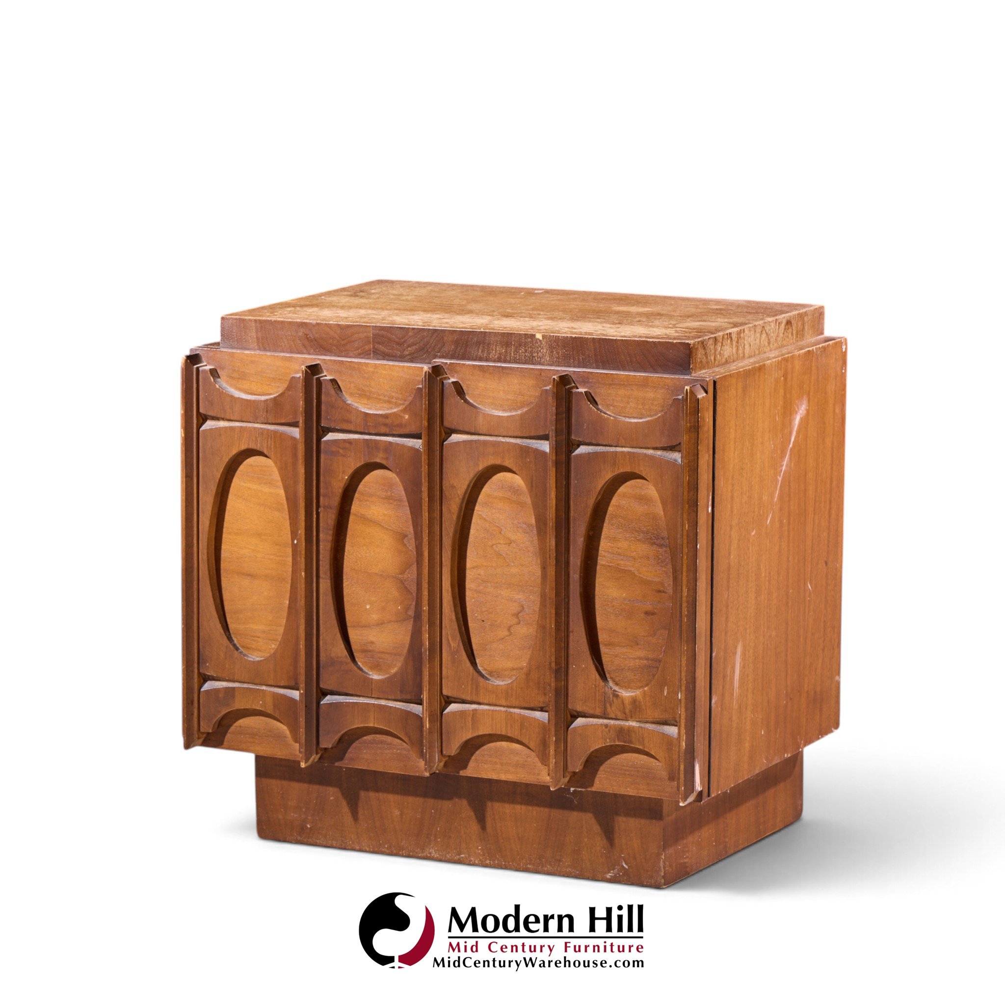 tobago brutalist mid century walnut nightstand