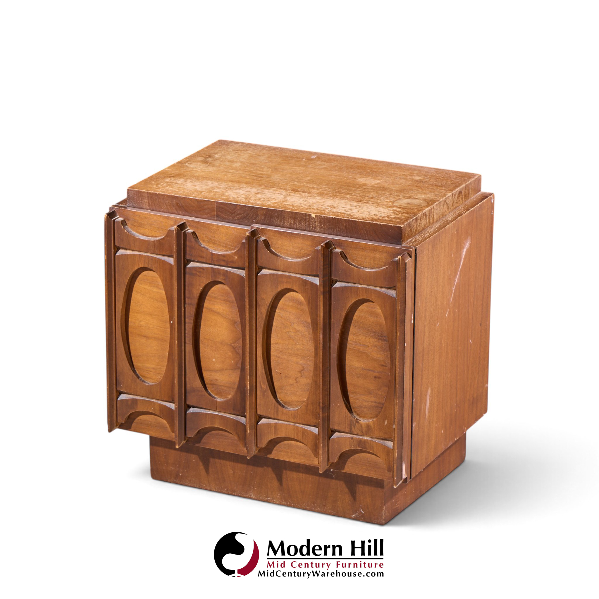 tobago brutalist mid century walnut nightstand