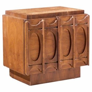 tobago brutalist mid century walnut nightstand
