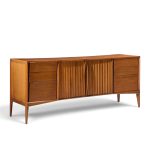 unagusta mid century walnut curved lowboy dresser