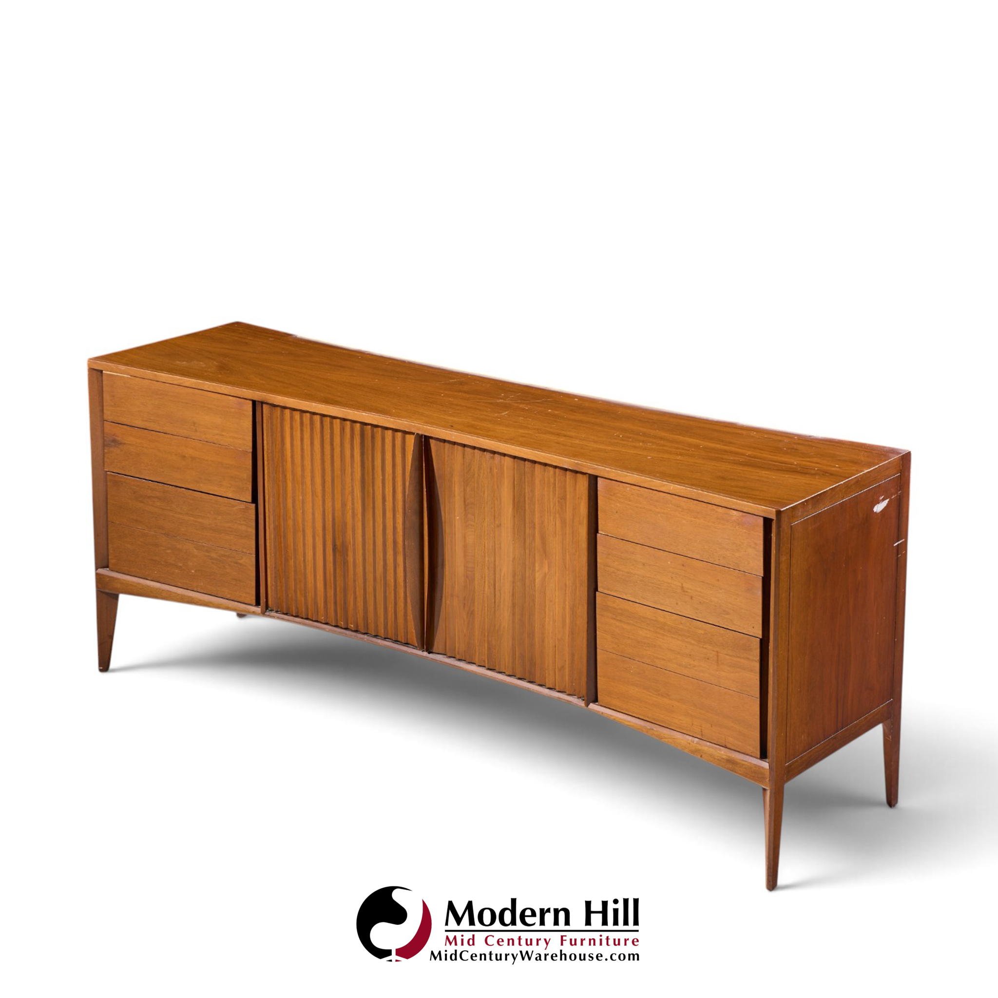 unagusta mid century walnut curved lowboy dresser