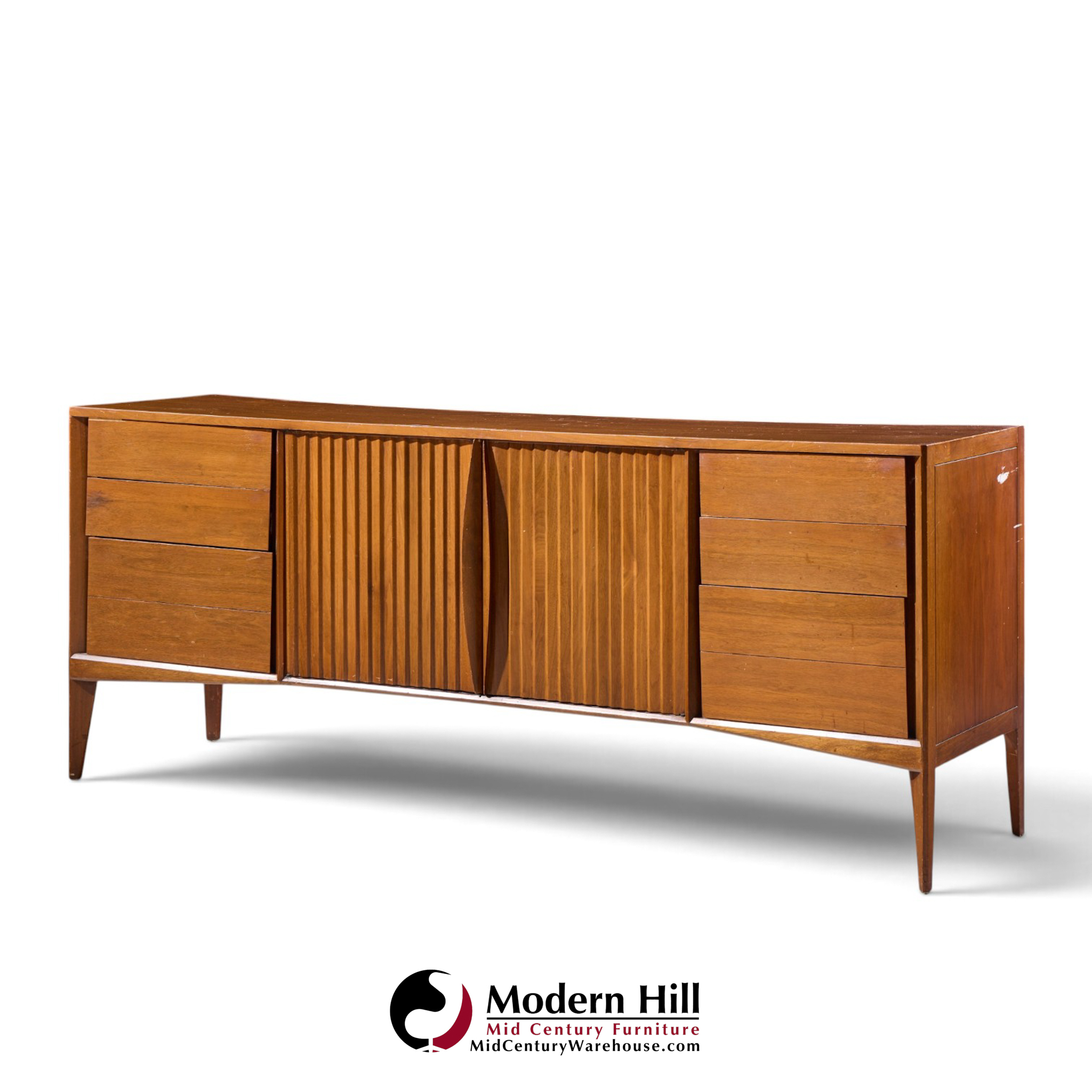 unagusta mid century walnut curved lowboy dresser