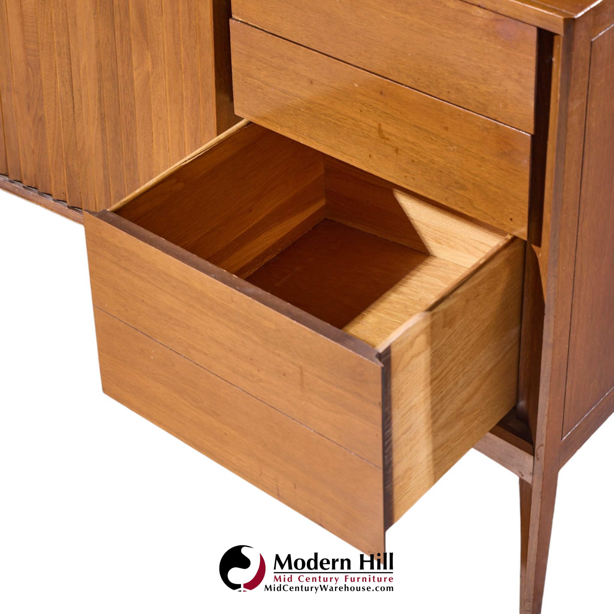 unagusta mid century walnut curved lowboy dresser